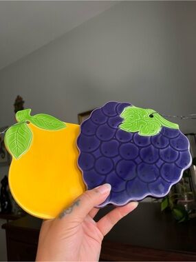 Fruit Wall Decor Set Ceramic Spoon Rests Retro vintage Kitchen Wall Hangings